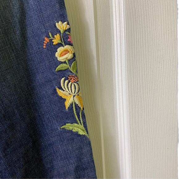 Liz Claiborne Boot Cut Floral Boho Embroidered Jeans Sz 6 - Picture 8 of 8